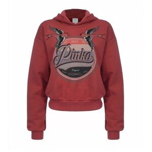 Pinko Red Graphic Rhinestone Hoodie